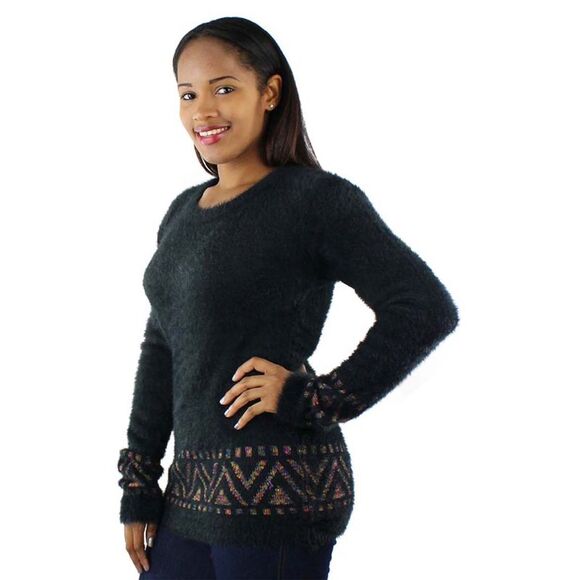 Aztec Print Pullover Fuzzy Sweater - Picture 2 of 8